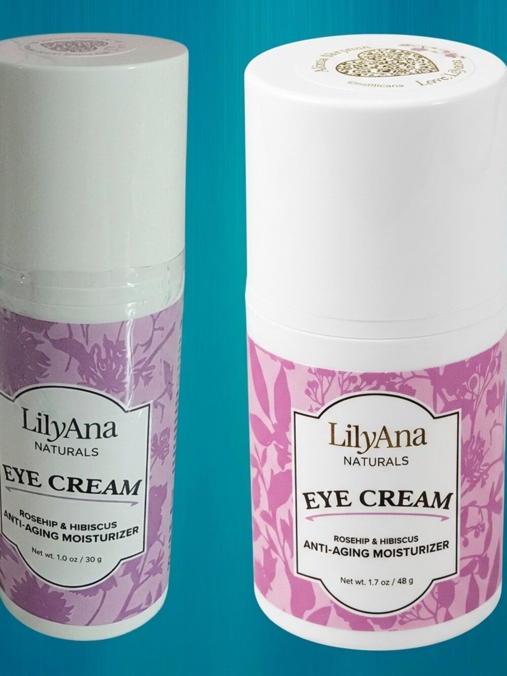 LilyAna Naturals Moisturizing Eye Cream TWO Bottles New Sealed